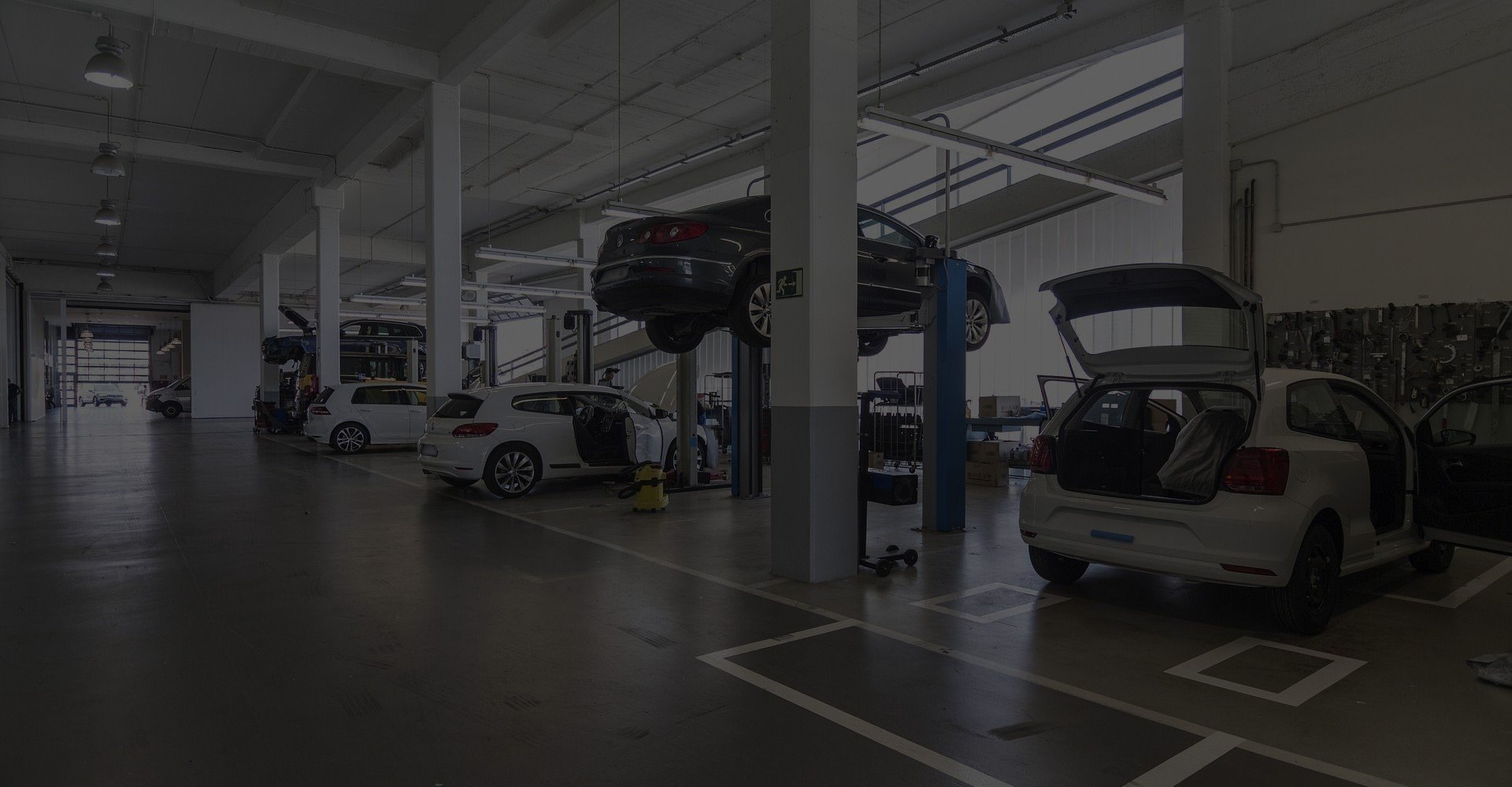 Happy customers at car dealership
